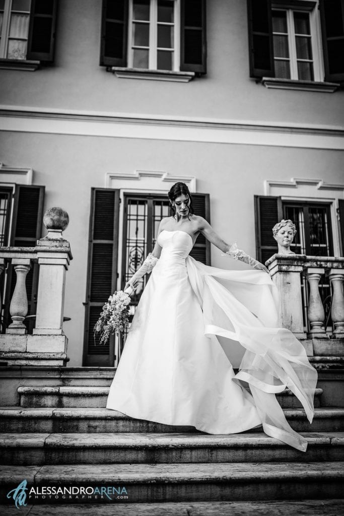 Sposa in Abito Simone Marulli - shooting di matrimonio a Villa Umberto Abbiategrasso