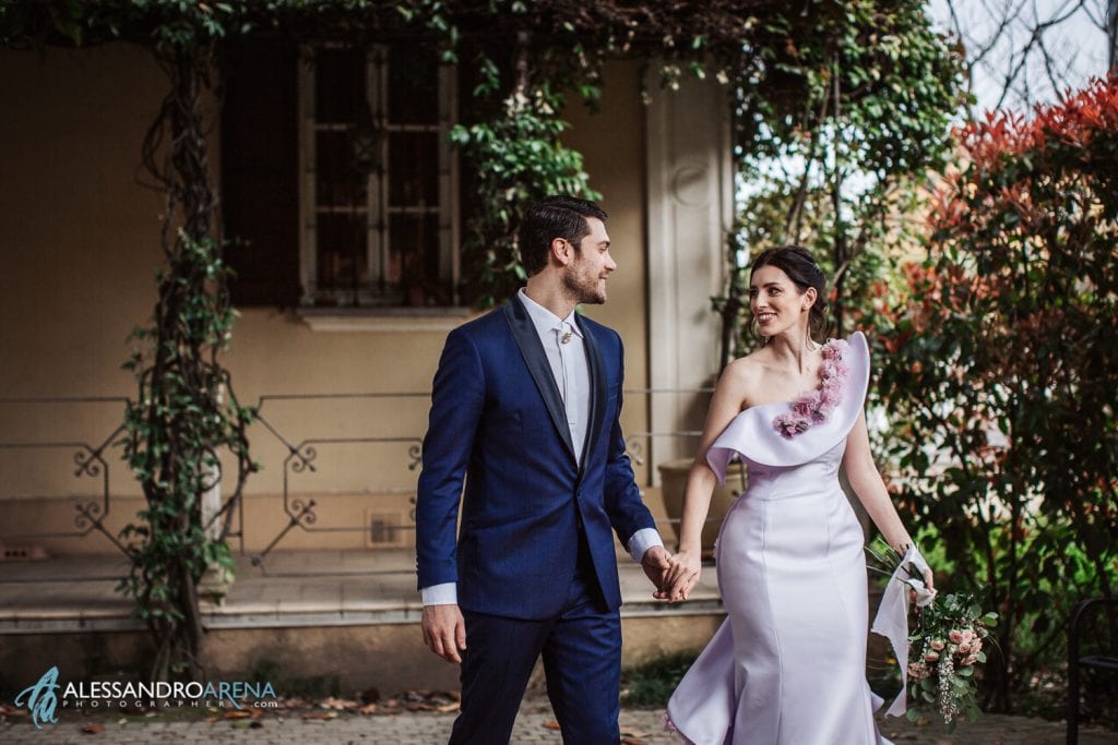 Abiti Simone Marulli per gli sposi - shooting di matrimonio a Villa Umberto 1896 Abbiategrasso