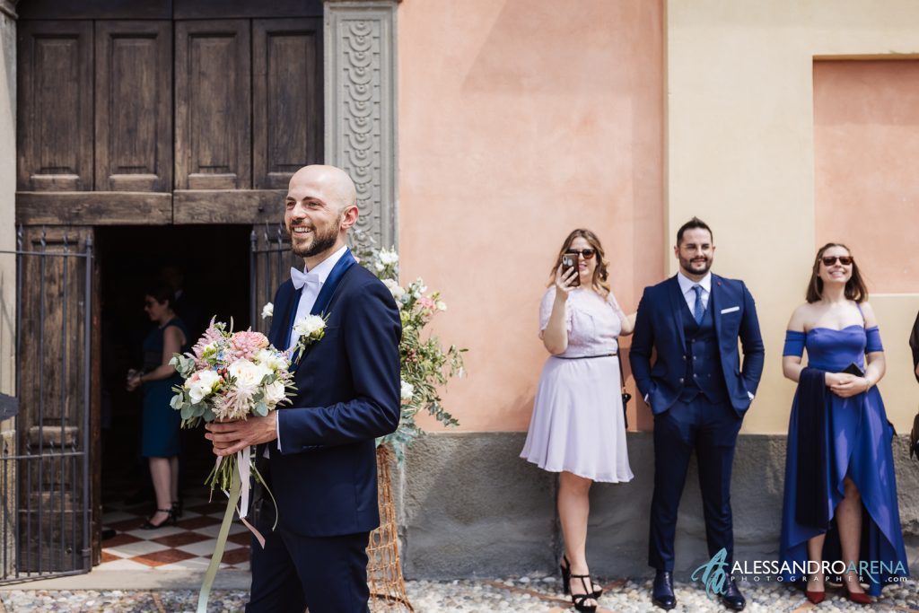 Wedding in Franciacorta, lo sposo vede arrivare la sposa