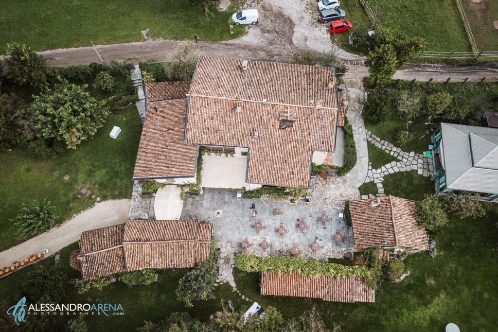 La location per matrimoni Mulino dell'olio visto dall'alto