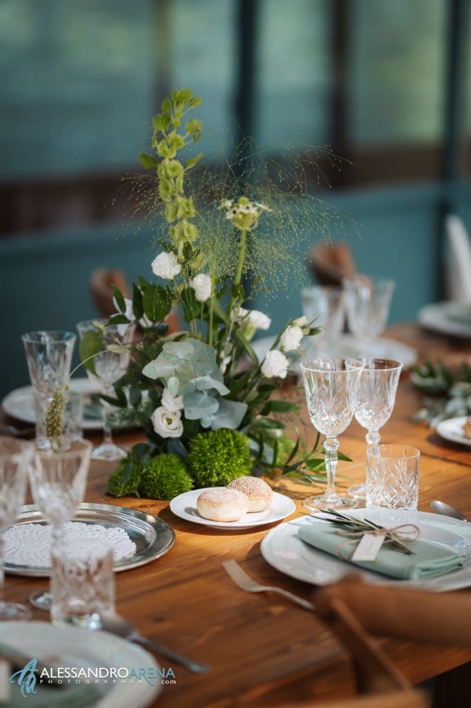 Dettaglio allestimento country chic al Mulino dell'olio - location matrimonio Varese